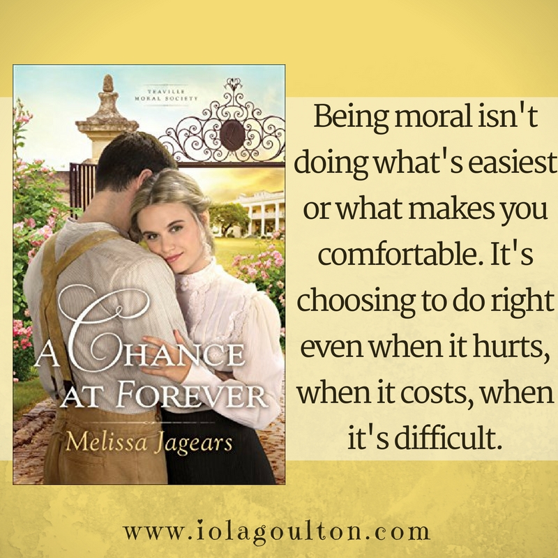 Quote from A Chance at Forever: Being moral isn't doing what's easiest or what makes you comfortable, but rather, it's choosing to do right even when it hurts, when it costs, when it's difficult.