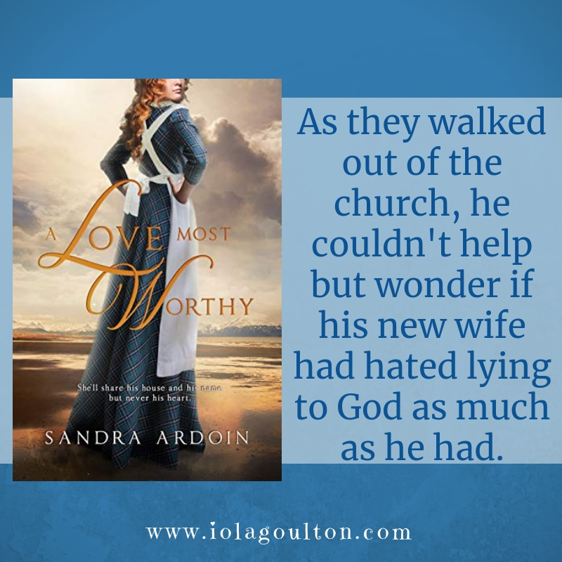 Quote from A Love Most Worthy: As they walked out of the church, he couldn't help but wonder if his new wife had hated lying to God as much as he had.