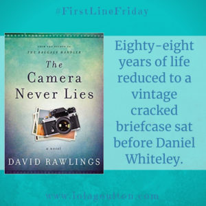 First line from The Camera Never Lies by David Rawlings: "Eight-eight years of life reduced to a cracked briefcase sat before Daniel Whiteley."